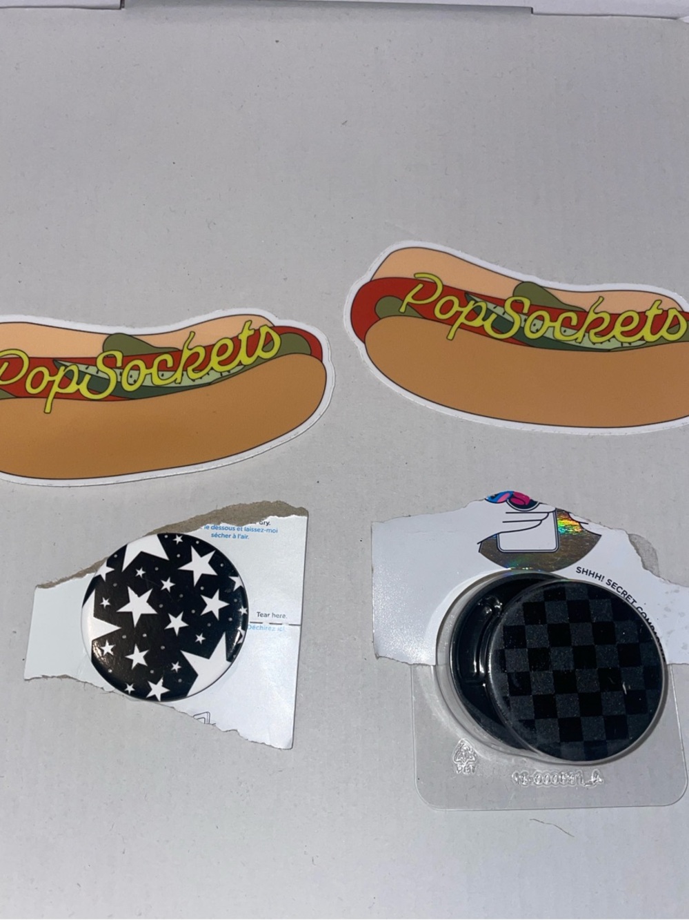 PopSocket Hot Dog Sticker Set with Black Checker PopSocket Grip